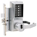Dormakaba Mortise Combination Lever Lock, Key Override, Passage, Lockout, Less Core, Satin Chrome R8148M-26D-41
